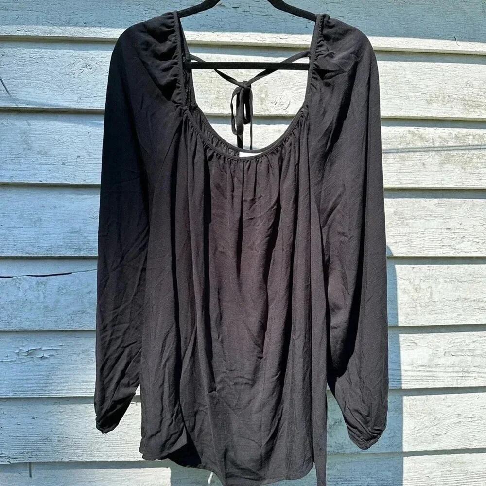 Ava & Viv Black black, bohemian peasant blouse, size 3X NWT